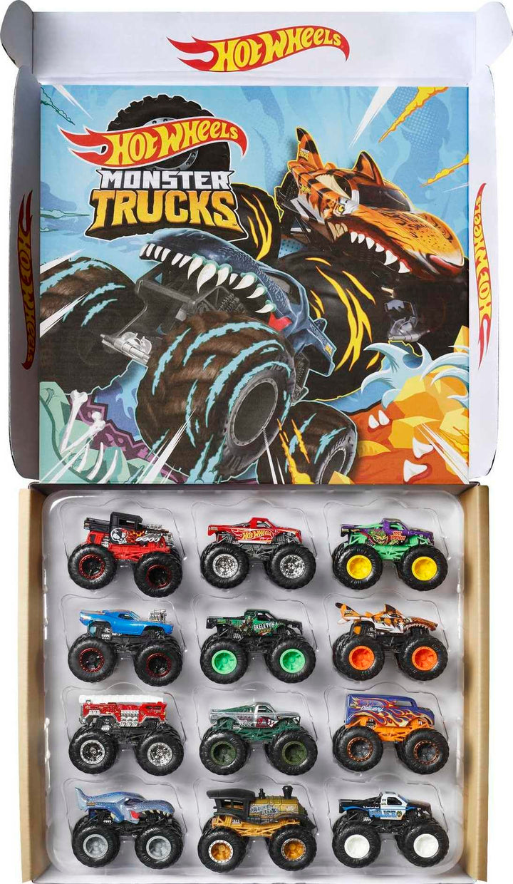 Hot Wheels GGC61 - Monster Trucks Ultimatives Chaos Die-Cast-Fahrzeuge im Massstab 1:64 12er-Pack, S
