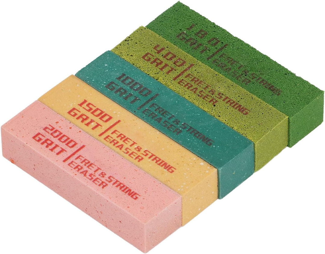 5pcs Guitar Fret String Eraser 180 400 1000 1500 2000 Körnchen Bund Poliergummiblöcke für Bässe Ukul