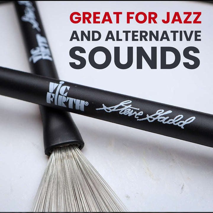 Vic Firth Signature Series Wire Brush - Steve Gadd - Retractable - Black Handle Wire Brush Single, W