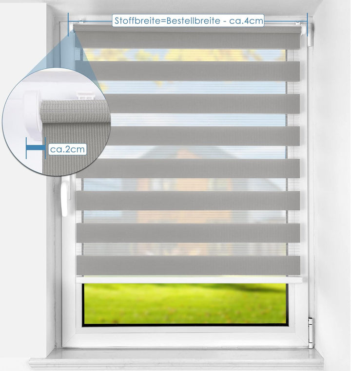 SBARTAR Doppelrollo schnurlos Klemmfix Rollos für Fenster ohne Bohren & zum Bohren, Hellgrau B100 x