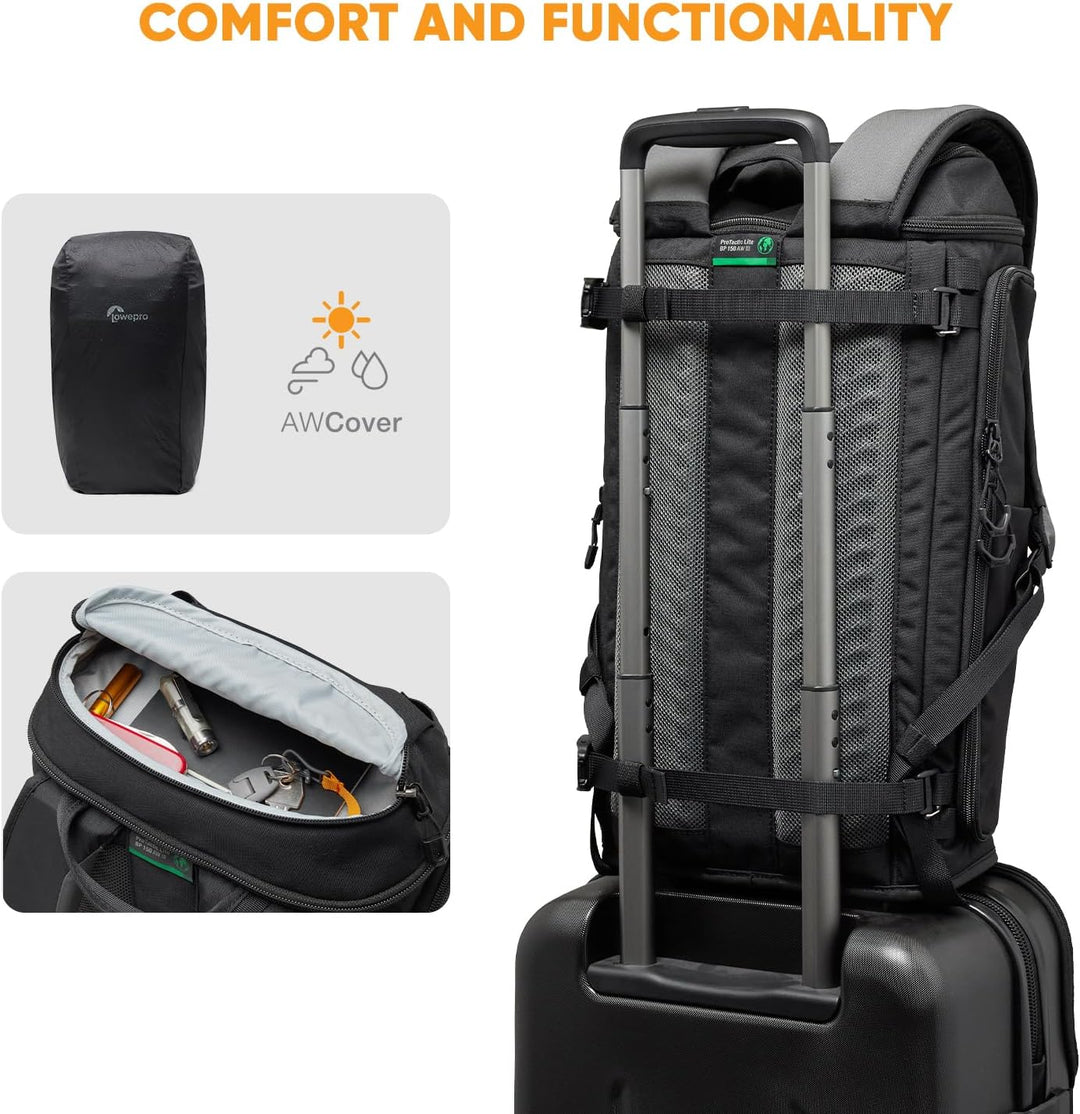 Lowepro ProTactic Lite BP 150 AW III Laptop-Rucksack, Zugriff oben u. seitlich, Profi-Kameratasche,