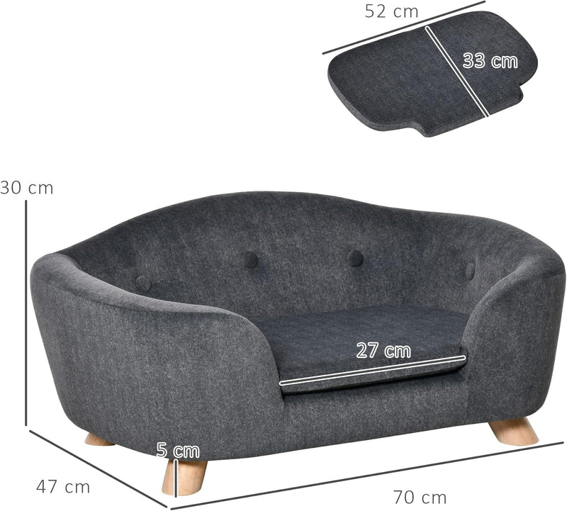 PawHut Haustiersofa Hundematte Hundebett Hundesofa Hundecouch Katzen Sofa mit Kissen Rückentasche Pl