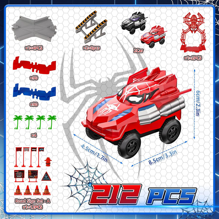 Spider Autorennbahn Set mit 2 Elektroautos - Auto Rennbahn Spielzeug ab 3 4 5 6 7 8 Jahre Junge Mädc