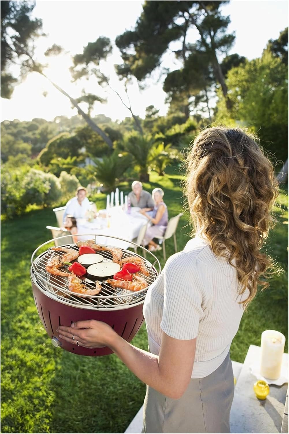 LotusGrill Kohlegrill Serie 435 XL, Zitrus, 43,5 x 35 x 25,7 cm, Rot Red, Red