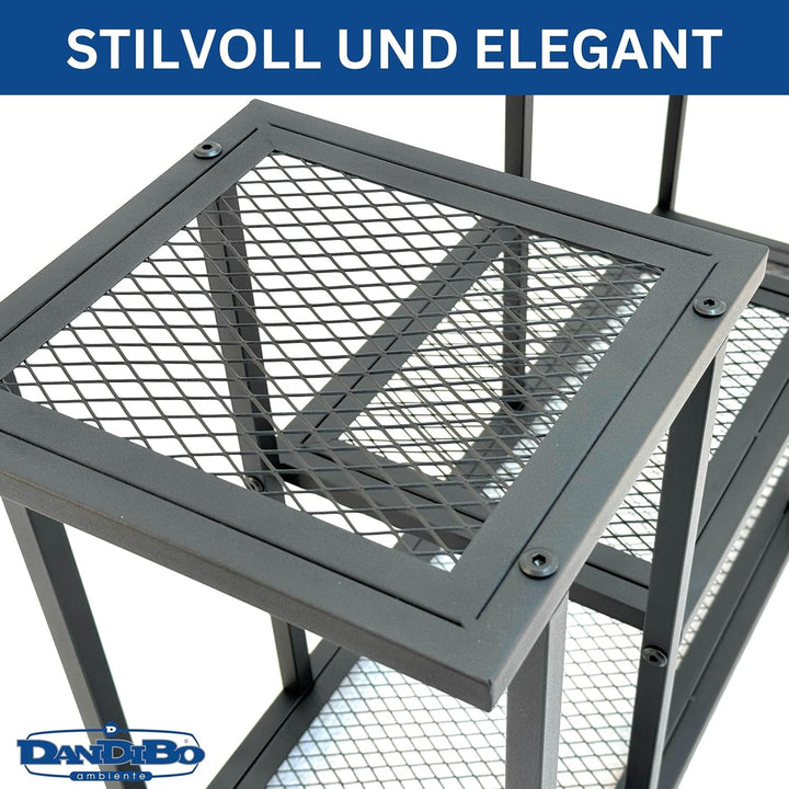 DanDiBo Blumentreppe Indoor Metall Schwarz 4 Ebenen 96579 Blumenständer Modern Pflanzentreppe Design