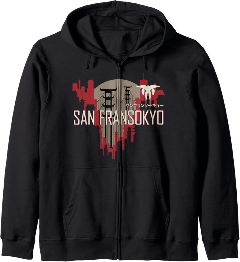 Disney Big Hero 6 San Fransokyo Skyline Silhouette Kapuzenjacke