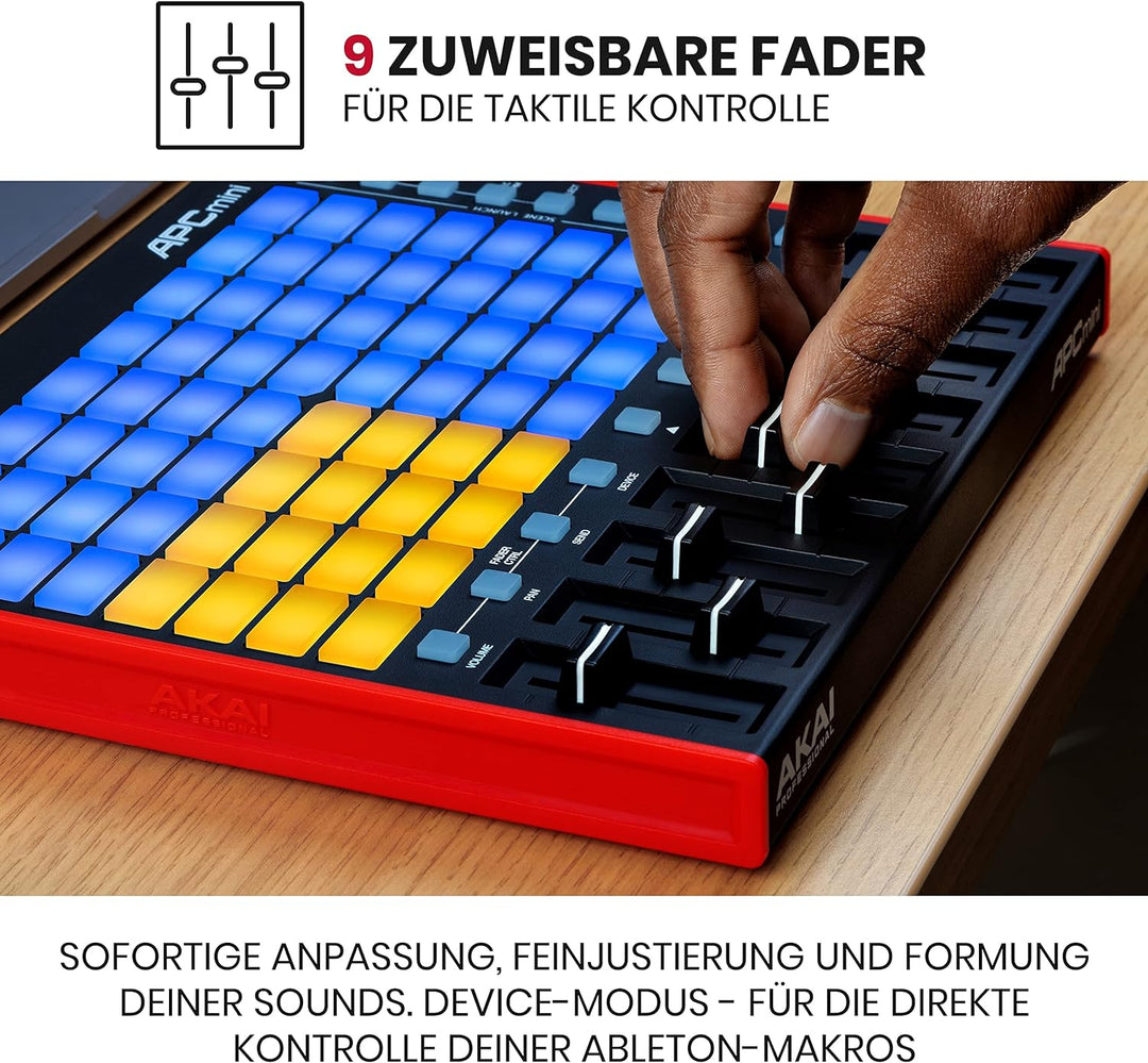 Akai Professional APC Mini MK2 - USB MIDI Pad Controller für Clip Launching mit Ableton Live Lite, 6