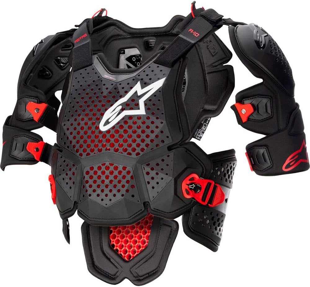 Alpinestars Brustpanzer A-10 V2 Anthrazit/Schwarz/Rot Grau XL/2XL, Grau XL/2XL