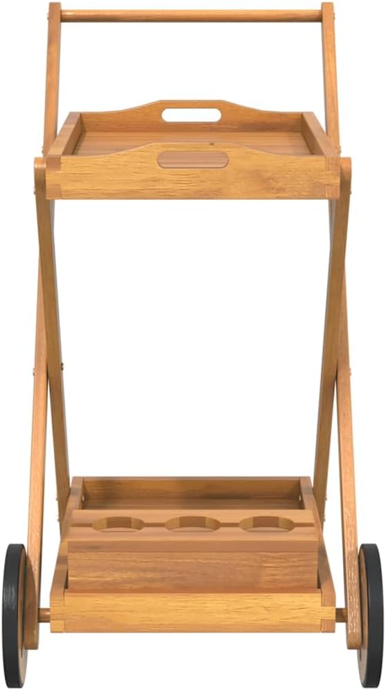 vidaXL Teewagen, Trolley mit viel Stauraum, Rollwagen mit Flaschenhalter, Servierwagen Küchenwagen K