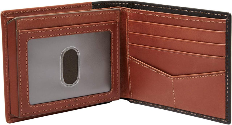 Fossil Herren Ward Leder Bifold Geldbörse 11,43 cm L x 1,905 cm B x 8,89 cm H Schwarz, Schwarz