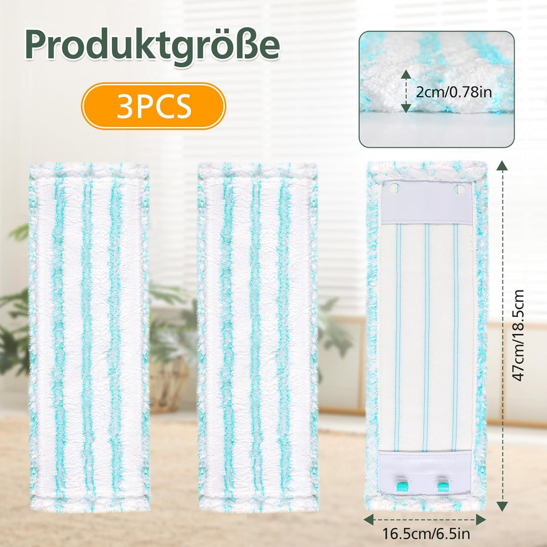 3 Pack Ersatz-Wischbezüge für Leifheit Profi XL Micro Duo / Profi XL Cotton Plus alle Bodenwischer-S