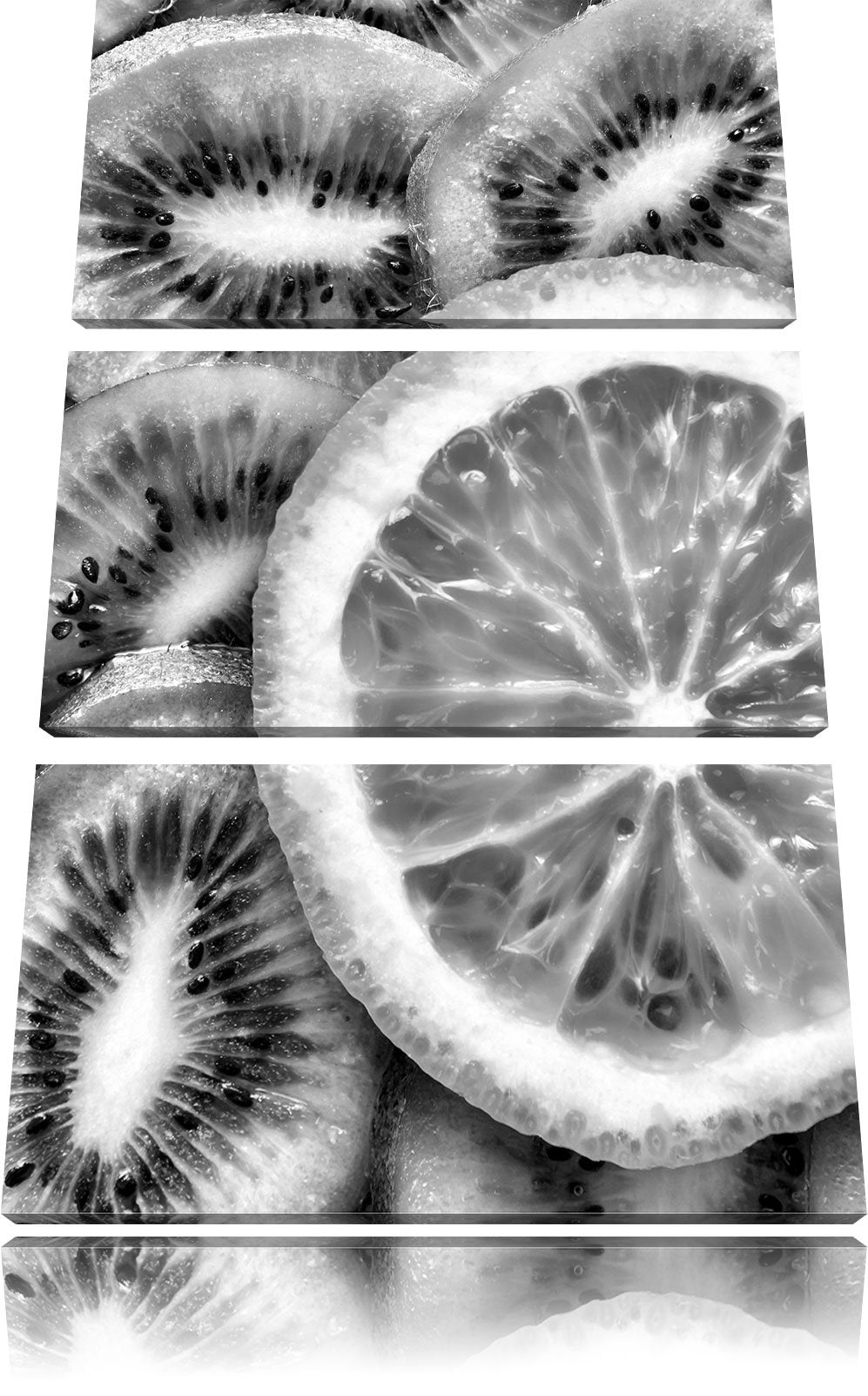 Pixxprint Orange und Kiwi Scheiben als Leinwandbild/Grösse: 3 Teilig (120x80) cm/Wandbild/Kunstdruck