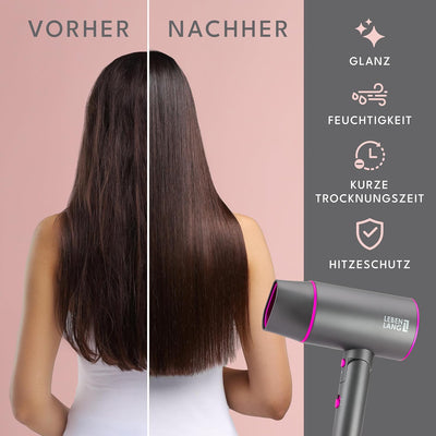 LEBENLANG Föhn Ionen 2100W - Anti-Spliss mit Kaltluft Modus | Reisefön klappbar | Haartrockner Hair