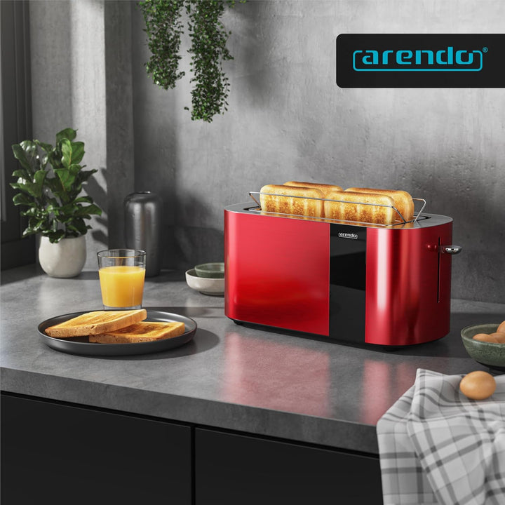 Arendo - Edelstahl Toaster 4 Scheiben Langschlitz - Touchscreen – Doppelwandgehäuse – 1500 W – Integ