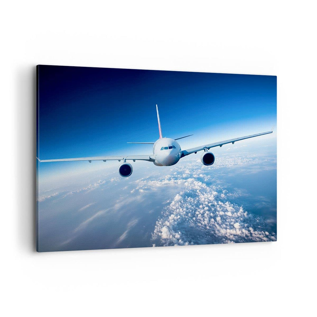 Bilder auf Leinwand 100x70cm Leinwandbild Flugzeug himmel wolken flug Gross Wanddeko Bild Schlafzimm