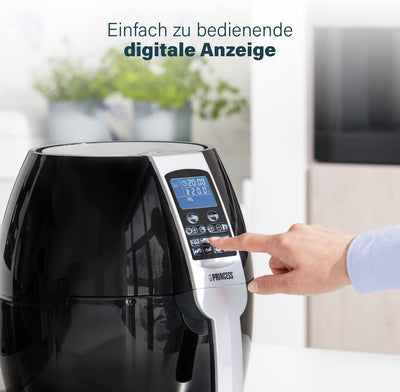 Princess Heissluftfritteuse mit 3,2 Liter, Digitalem Display, 8 Programme, 1500 Watt, Ohne Öl, Air F