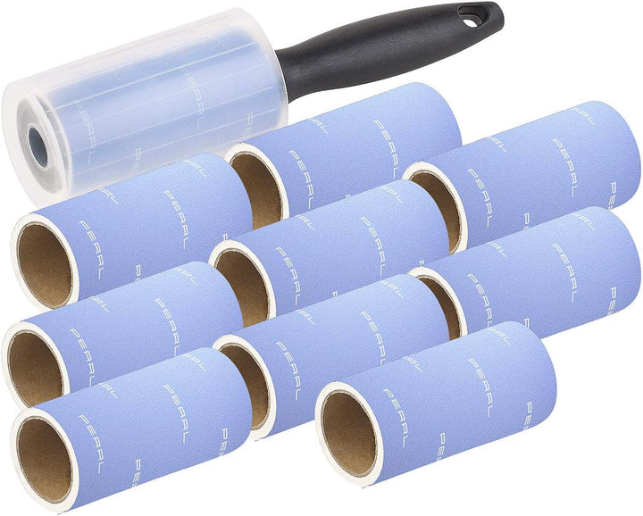 PEARL Klebe Fusselrolle: 3x 10er-Set: Fusselrolle mit Griff und 9 Ersatz-Rollen, 600 Blatt (Kleberol