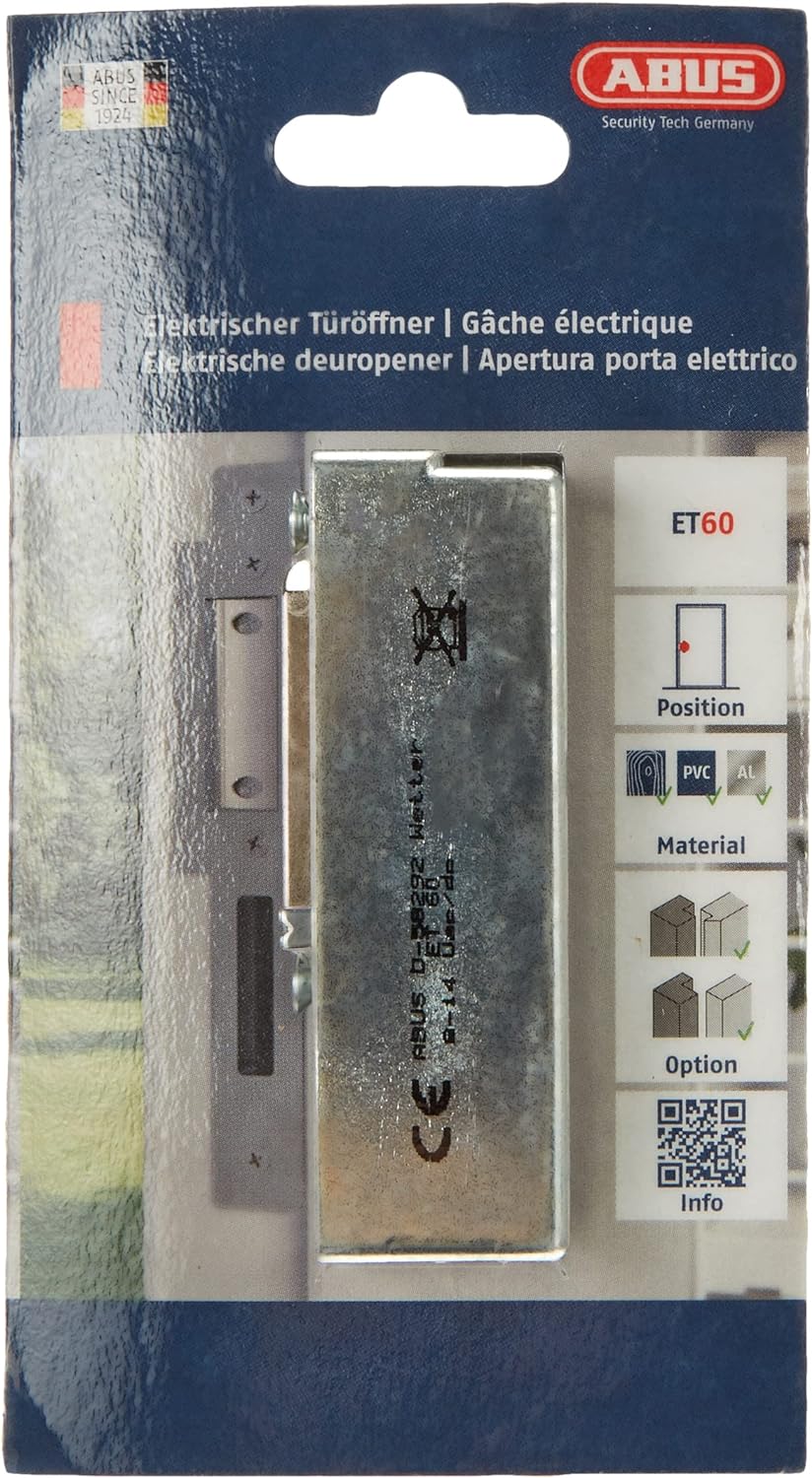 ABUS Elektrischer Türöffner ET60 - für linke und rechte Türen - 8-14 V Nennspannung - mit Hebel zur