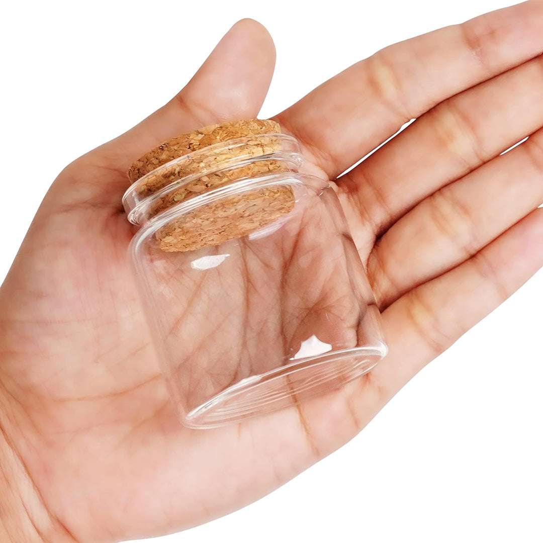 BELLE VOUS 12er Pack Kleine Glasflaschen zum Befüllen mit Korkdeckel - 45-50 ml - Luftdichte Kleine