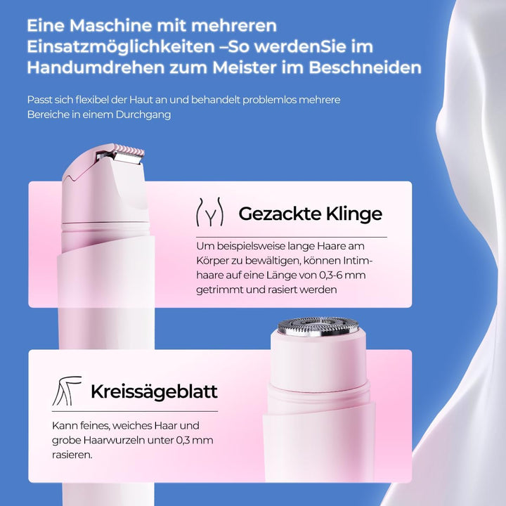 Damen-Elektrorasierer, IPX7 wasserdicht, für Nass- und Trockengebrauch geeignet, Doppelköpfe für Bei