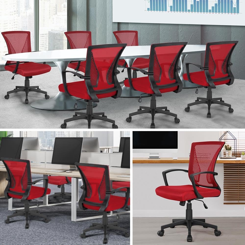 Yaheetech Bürostuhl Ergonomisch, Schreibtischstuhl mit Netzbespannung, Arbeitsstuhl mit Armlehnen, C
