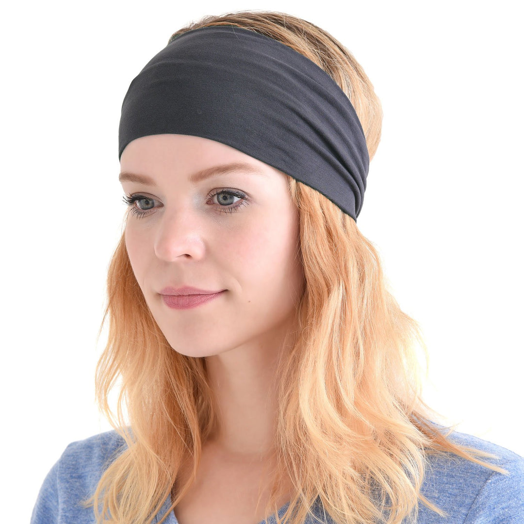 CHARM Herren Japanisch Bandana Stirnband - Damen Headband Haar Band Sport Dunkelgrau, Dunkelgrau