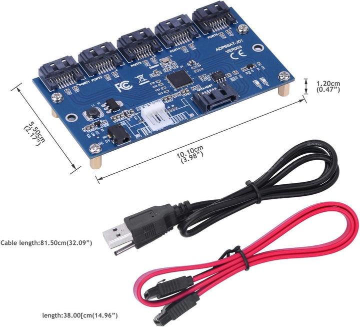 Sata-Adapterkarte, Sata-Riser-Karten-Hub 5 SATA-Port-Multiplie-Unterstützung Hot Swap