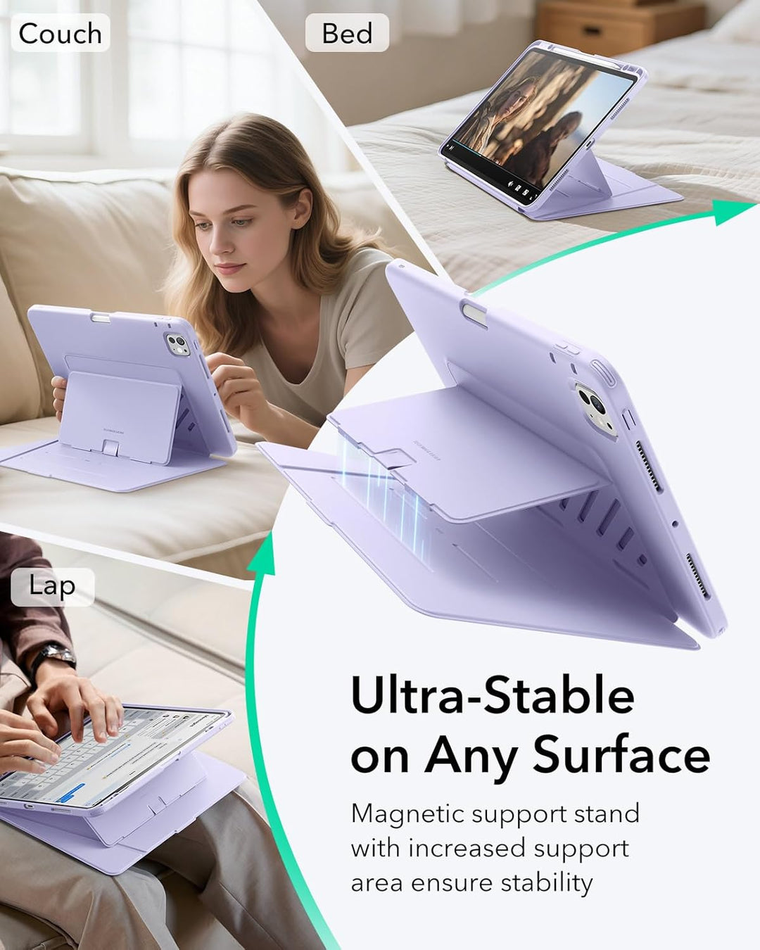 ESR für iPad Pro 13 Zoll Hülle (M5/M4) 2025/2024, Vertikaler Ständer, Multi-Winkel, Ultra-stabile Hü