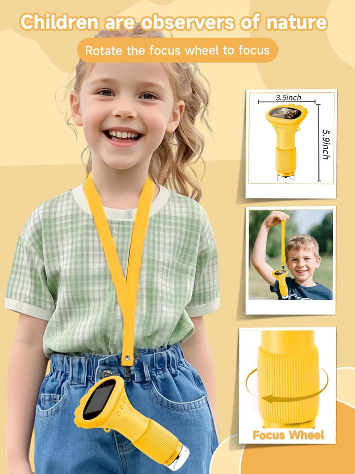 Mikroskop für Kinder, Digitales Taschenmikroskop mit 2,0" IPS-Bildschirm Lupe 200x Vergrösserung, 8