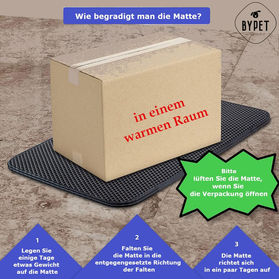 BYPET Katzenklo Matte, 58 cm Runde Katzenklo Katzenstreu Matte Unterleger Vorleger Waben Design wass
