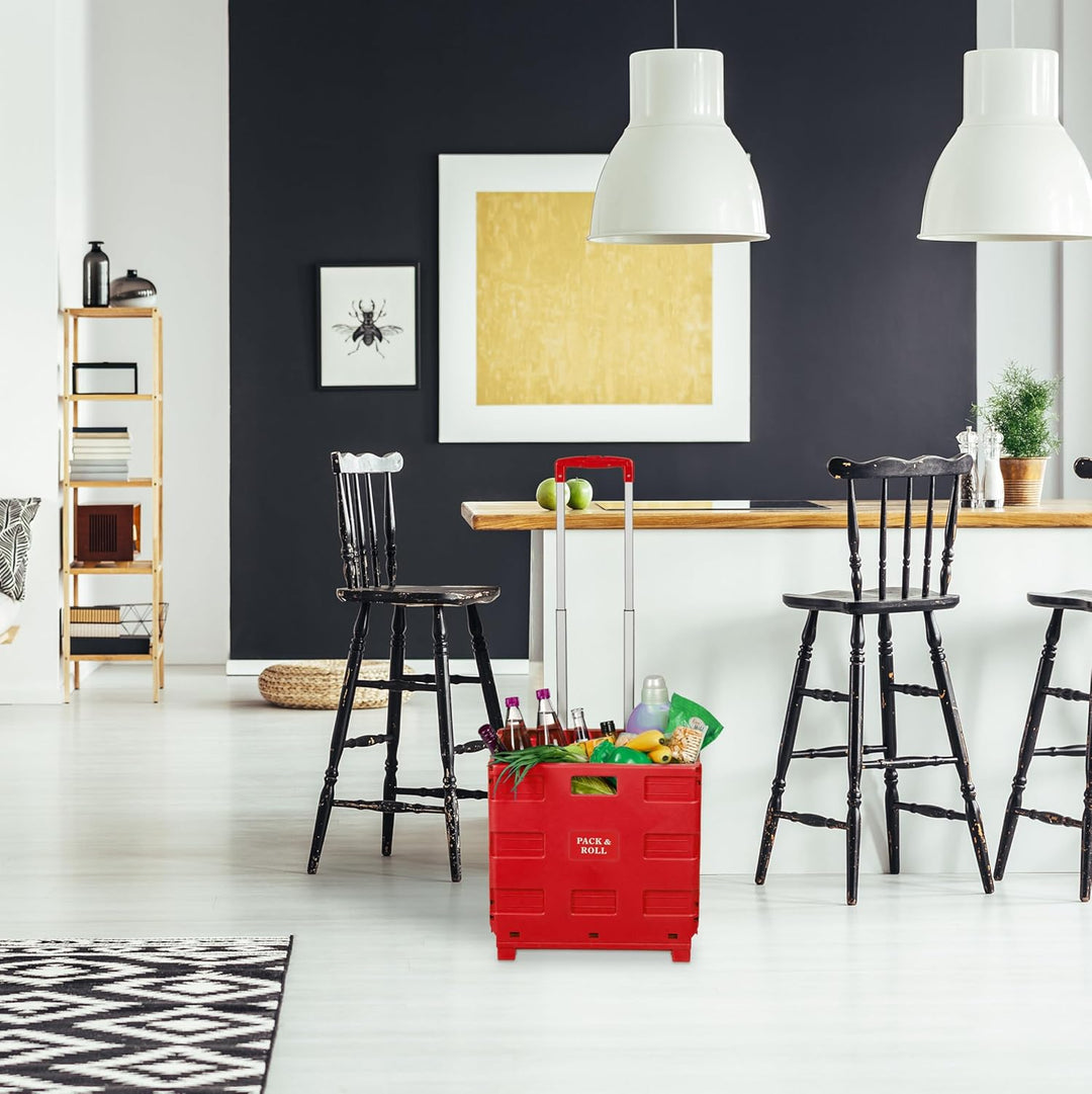 Relaxdays Einkaufstrolley, Klapptrolley mit Rollen & Teleskopgriff, bis 35 kg, Faltbare Einkaufshilf