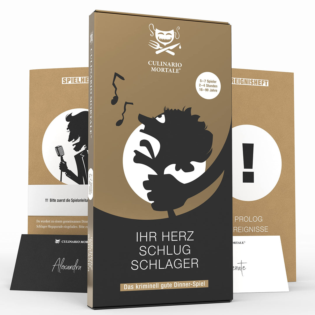 Culinario Mortale® – Ihr Herz schlug Schlager - Krimidinner für Zuhause für 5 bis 7 Personen - unter