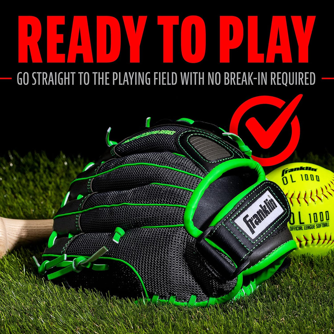 Franklin Sports Windmühle Serie Leichte Softball Handschuh, 27,9 cm für Rechtshänder Lime/Gray, für