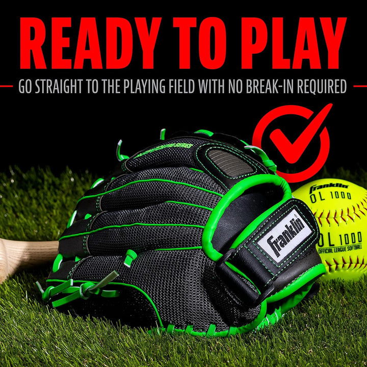 Franklin Sports Windmühle Serie Leichte Softball Handschuh, 27,9 cm für Rechtshänder Lime/Gray, für