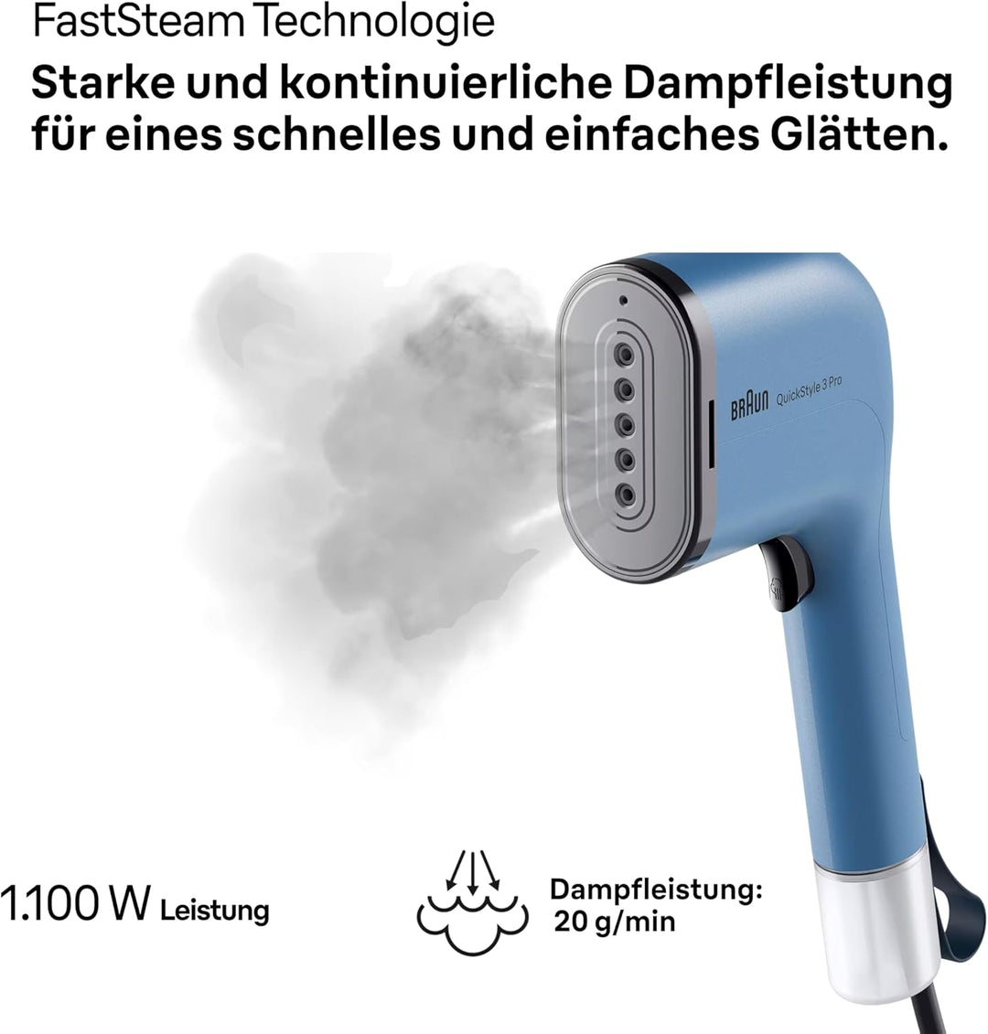 Braun QuickStyle 3 GS3024BL, kompakter und leichter Steamer, Dampfglätter mit schneller Aufheizung,