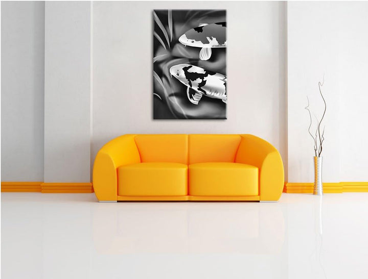 Pixxprint Edle Koi Karpfen Kunst als Leinwandbild/Grösse: 100x70 / Wandbild/Kunstdruck/fertig bespan
