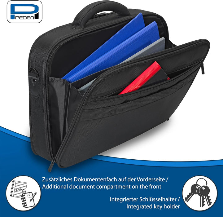 PEDEA Laptoptasche "Premium" Umhängetasche Notebook-Tasche 17,3 Zoll (43,9cm) inkl. Schnurloser Maus