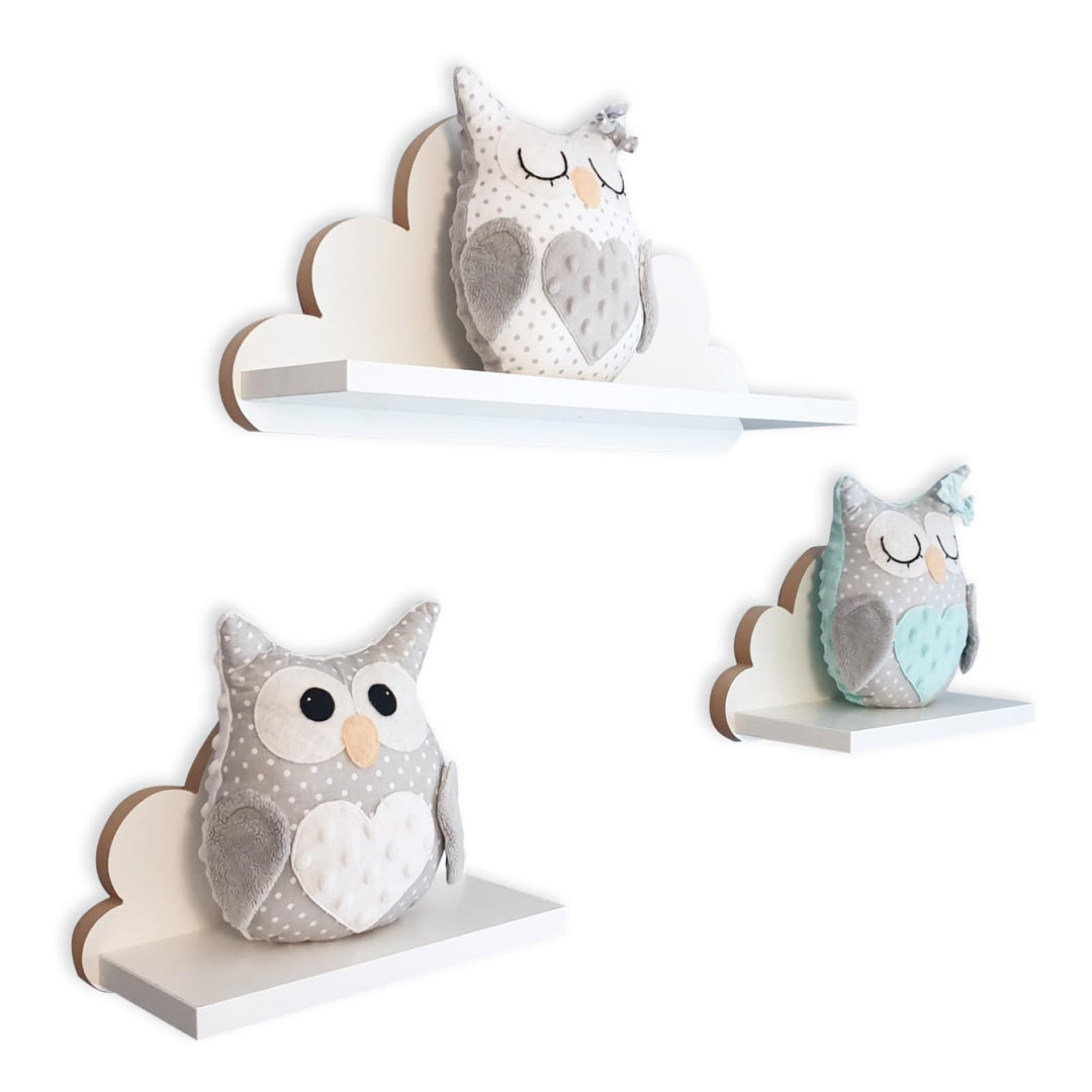 3er Set Wandregale Wolken. Regale für Kinderzimmer und Babyzimmer aus Holz im skandinavischen Stil.