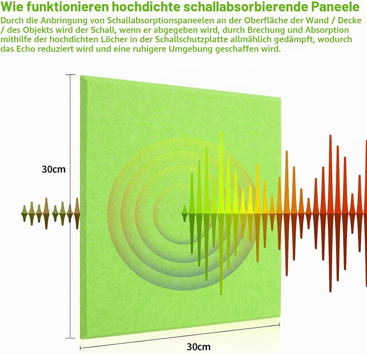 Rdutuok 12 Stück Selbstklebend Akustikplatten,30x30x1 cm Akustik Absorber Akustikpanel Schallschutzp