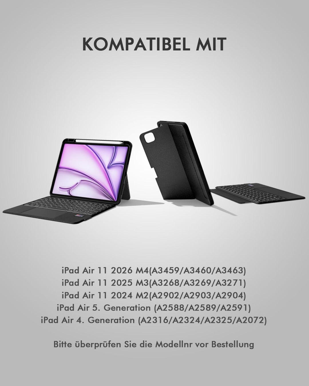Doohoeek Tastatur Hülle mit LCD-Display für iPad Air 11 2025 M3/2024 M2, iPad Air 4./5. Gen 10,9 Zol
