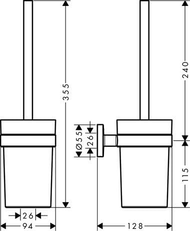 hansgrohe Logis Universal WC-Bürste (mit Halter, Wandversion) Chrom WC Bürstenhalter, WC Bürstenhalt