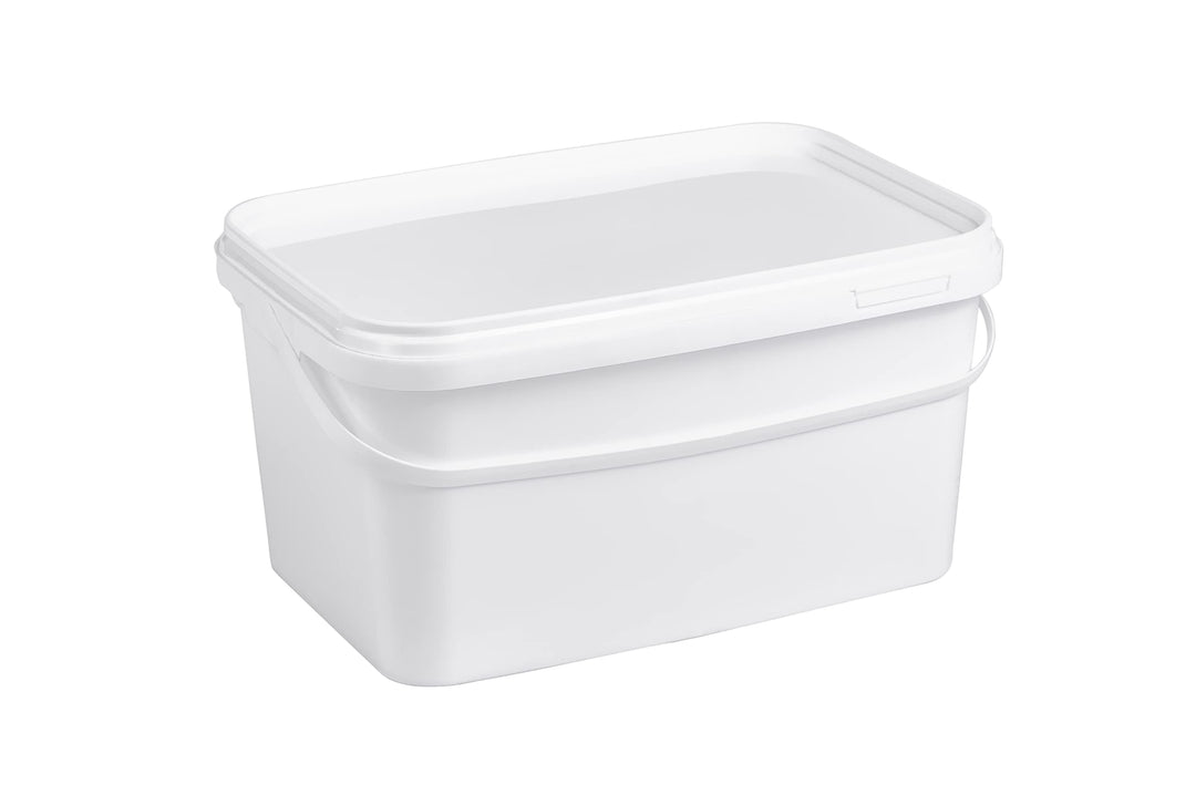 Nipter Eimer mit Deckel 5l, Eimer 5,8l rechteckig, Plastikeimer weiss, stapelbar, 15 Stück 5L - 15 S