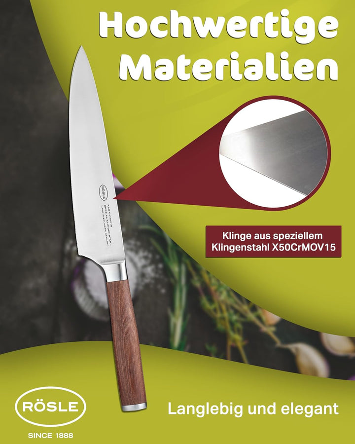 RÖSLE Kochmesser Masterclass, Hochwertiges Küchenmesser zum Schneiden von Fleisch, Fisch, Geflügel u