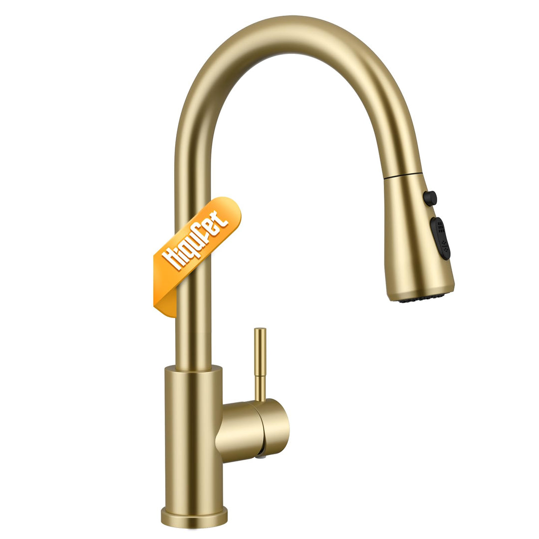 Küchenarmatur, Ausziehbarer Wasserhahn mit Edelstahl-Sprühbrause und 3 Sprühfunktionen, 360° schwenk