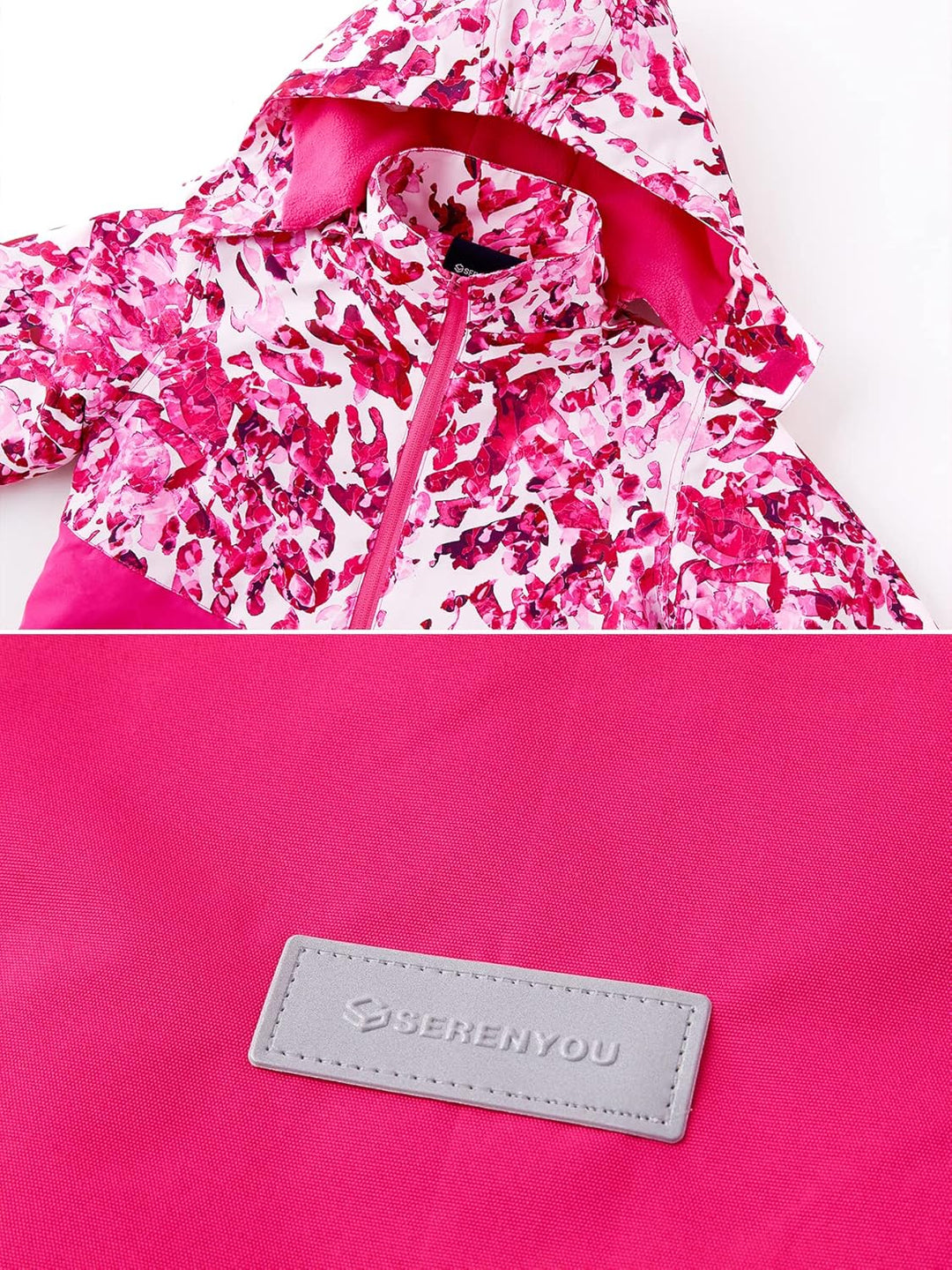 SERENYOU Mädchen Übergangsjacke Gefütterte Regenjacke mit Abtrennbare Kapuze 110 Stil 5, 110 Stil 5