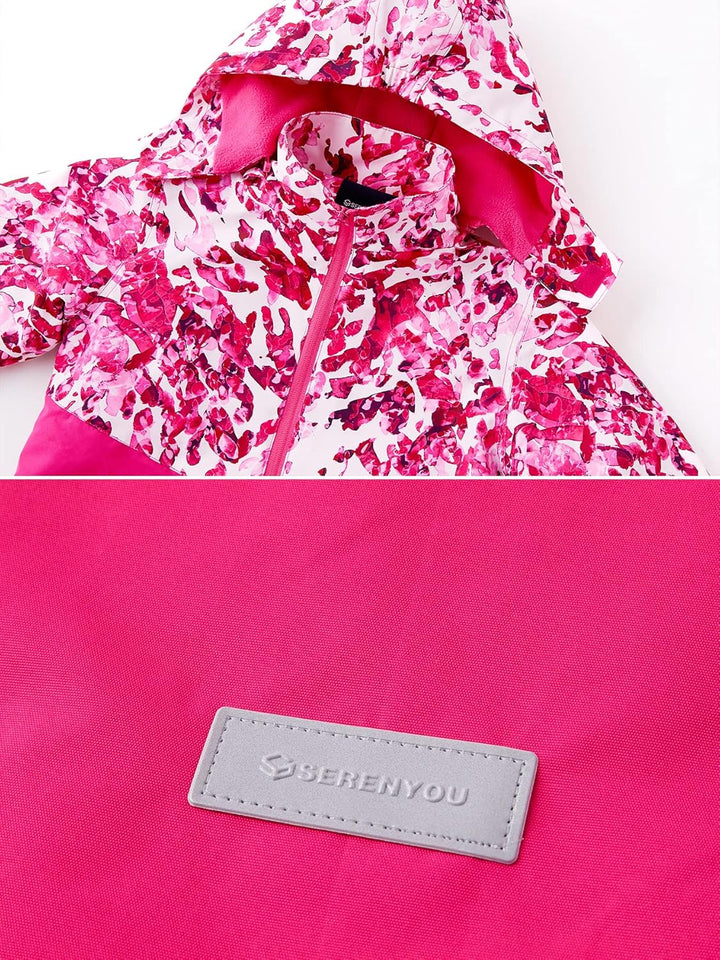 SERENYOU Mädchen Übergangsjacke Gefütterte Regenjacke mit Abtrennbare Kapuze 110 Stil 5, 110 Stil 5