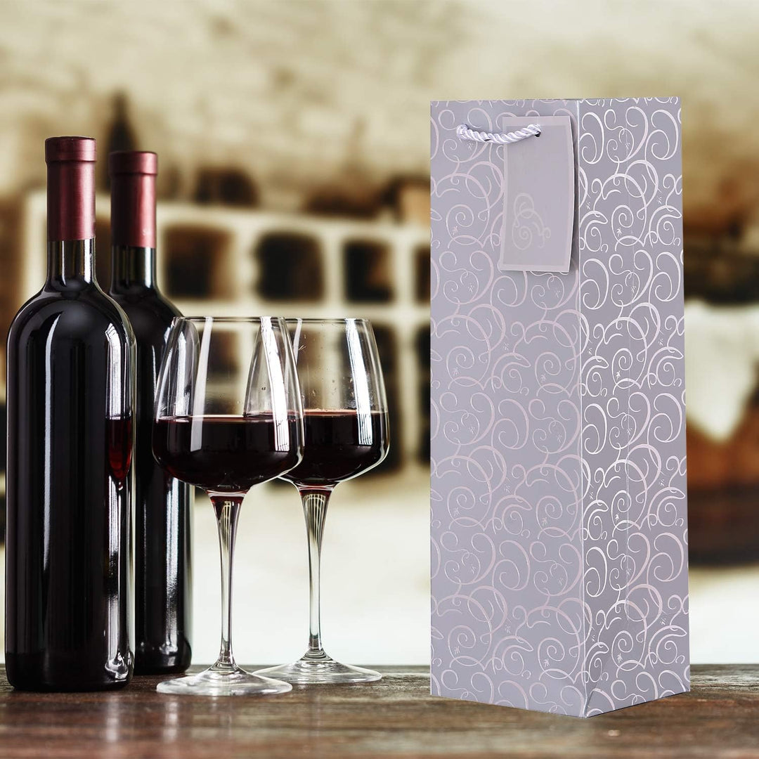 10-er Packung Geschenktüten silber Flaschentüten für Wein und auch für Sekt oder Champagner 36x12x10