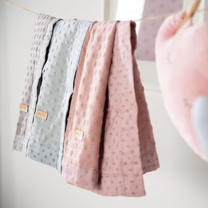 roba Babydecke Lil Planet 80 x 80 cm - für Mädchen & Jungen - Bio Baumwolle - Terry Dots Punkte Moti