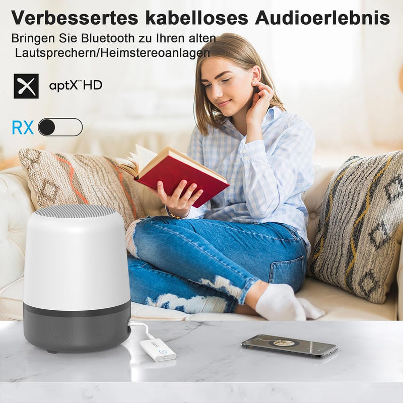 1Mii Bluetooth 5.3 Adapter für TV, 2-in-1-Bluetooth Sender Empfänger, aptX-Adaptive & HD Kabellos Au