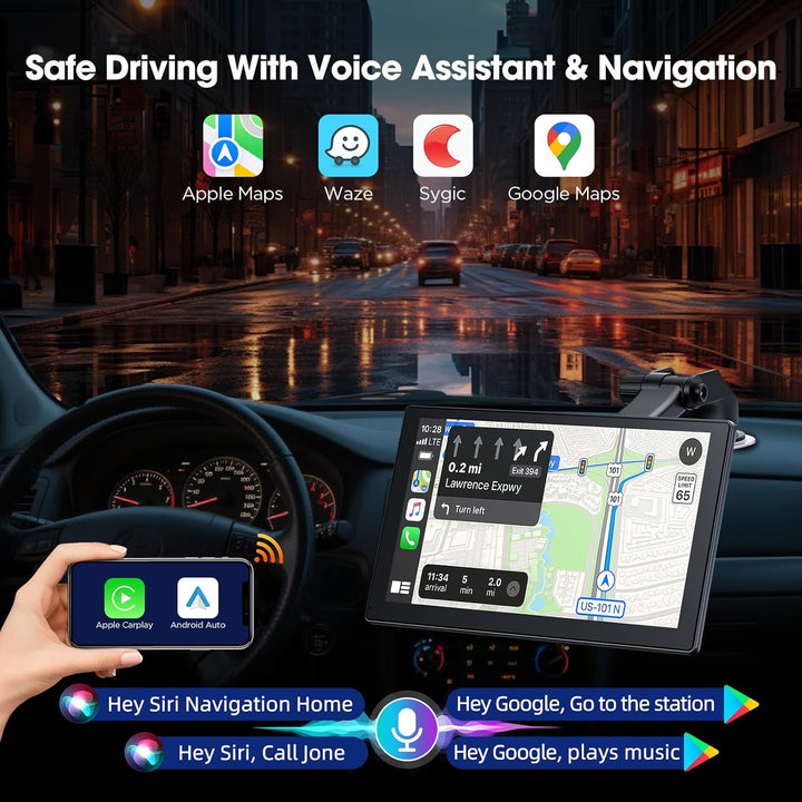LAMTTO Wireless Carplay Display fürs Auto 9 Zoll Autoradio für A-pple CarPlay &amp; Android Auto mit Das